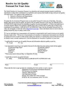 North Carolina Air Quality Forecast Form