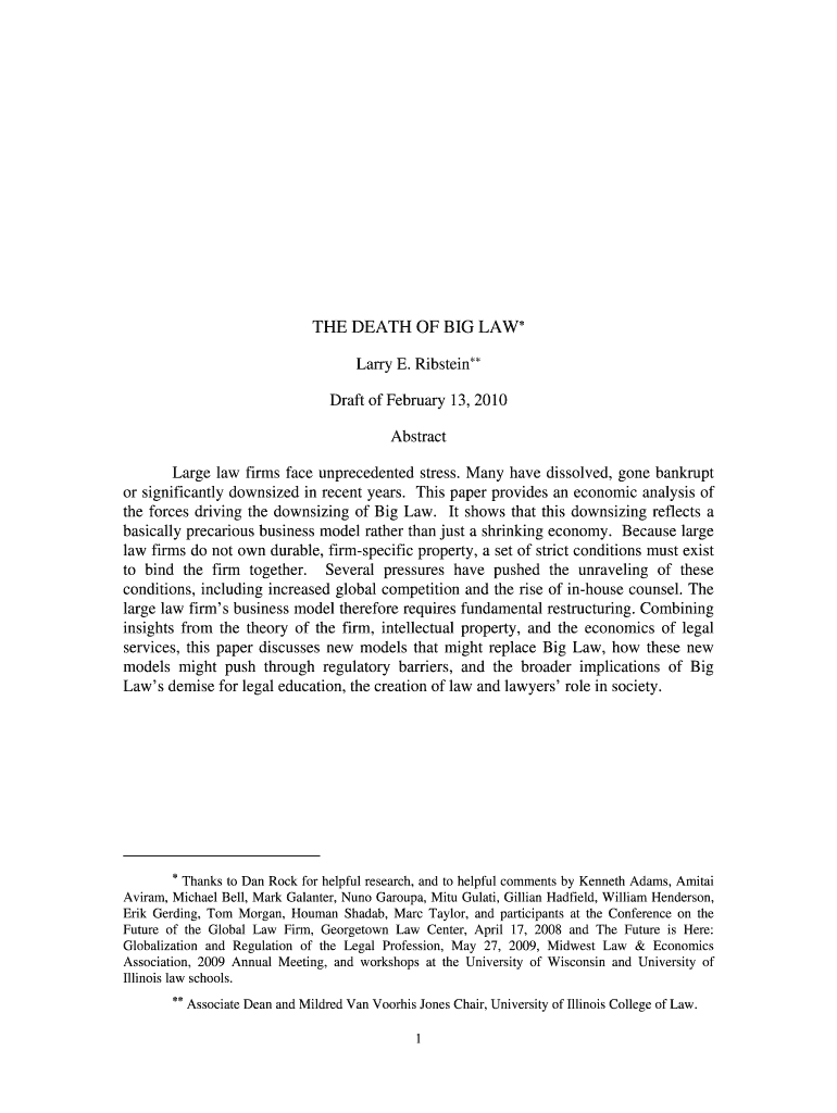 THE DEATH OF BIG LAW* Preview on Page 1