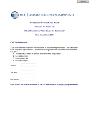 Joint presentation self evaluation form - Department of Medicine Grand Rounds Presenter: Dr. Pamela Fall ... - georgiahealth