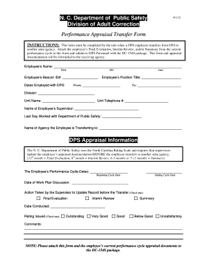 Performance Appraisal Transfer Form - North Carolina Department ... - doc state nc