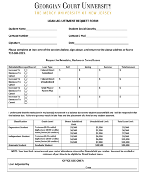 Loan Adjustment Request Form