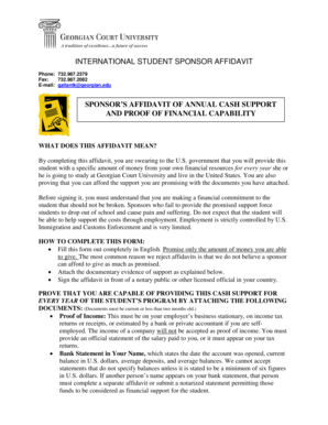 International Student Sponsor Affidavit