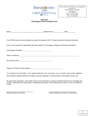 Child Support Paid Verification Form