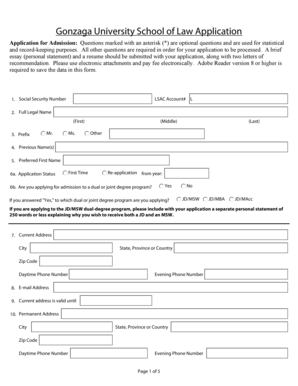 Gonzaga University Law School Application