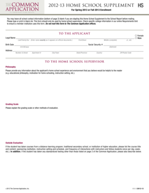 Home School Supplement Form