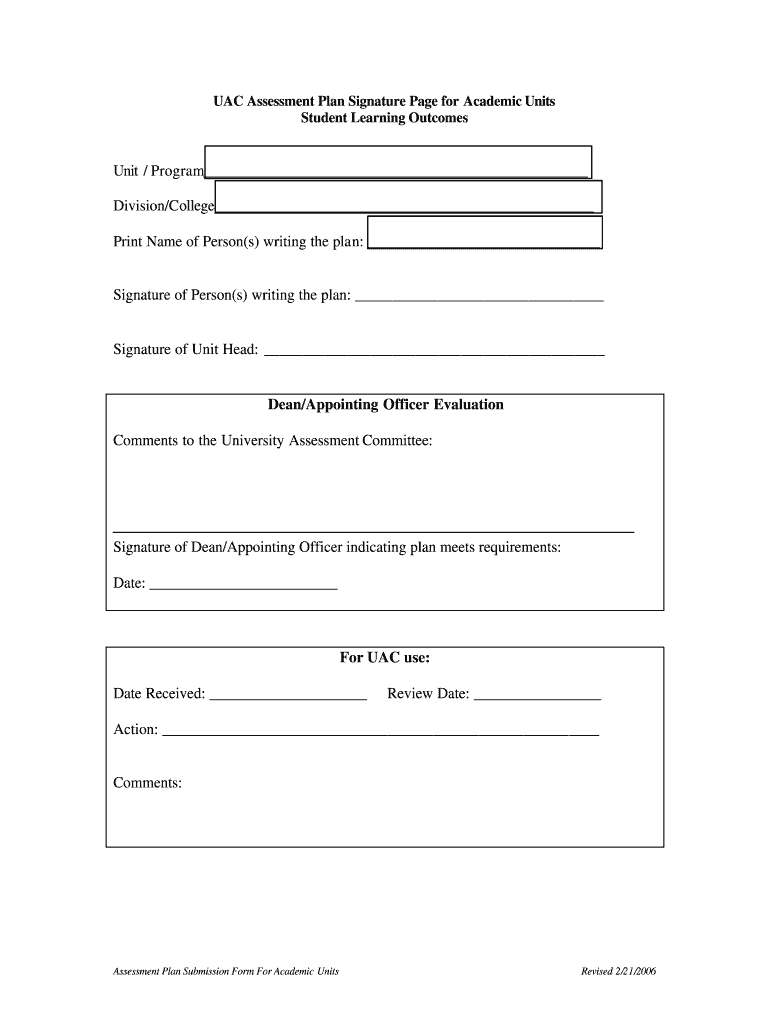 UAC Plan Signature Page -Academic 02-21-06 doc Preview on Page 1