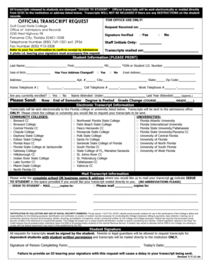 Gulf Coast State College Transcript Request Form