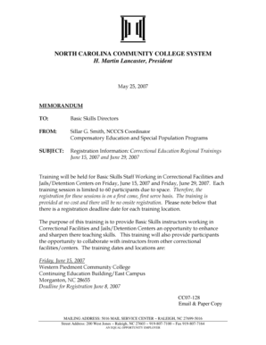 How to set out a covering letter - Basic Correctional Education Regional Training Cover Letter 2007CC07-128.doc - nccommunitycolleges