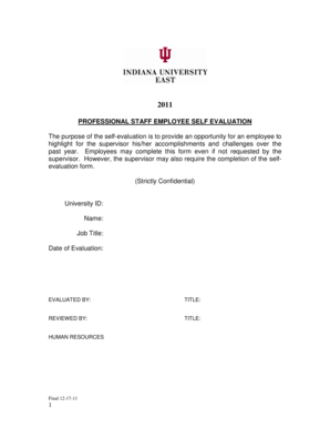 Professional Staff Employee Self Evaluation