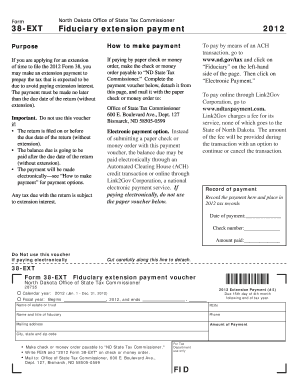 Log sheet film production - Form 38-EXT - Fiduciary Extension Payment - State of North Dakota