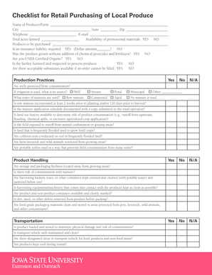 Retail Purchasing Checklist for Local Produce