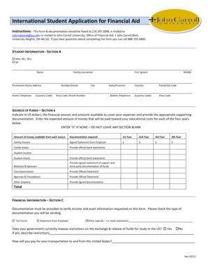 International Student Financial Aid Application