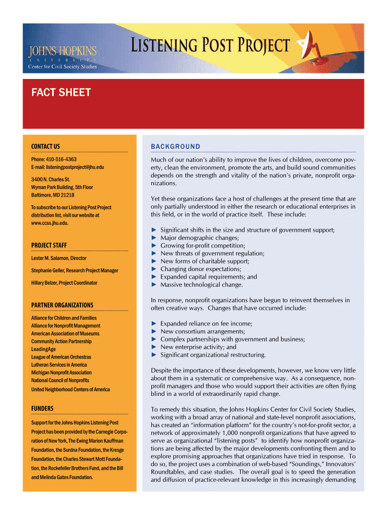 FacT SHEET - Center for Civil Society Studies Preview on Page 1