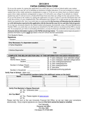 FAFSA Correction Form