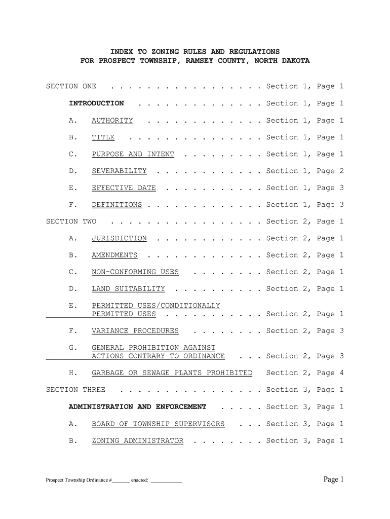 Fillable Online ndhealth To zoning rules and regulations for prospect