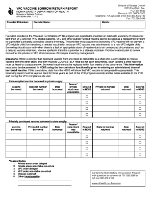 VFC Vaccine Borrow/Return Report
