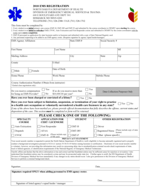 North Dakota EMS Registration Form