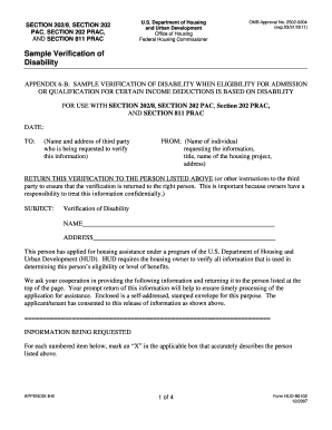 HUD-90102 Sample Verification of Disability