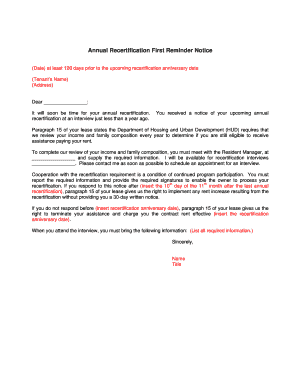 Annual Recertification Notice