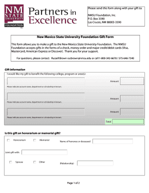 New Mexico State University Foundation Gift Form