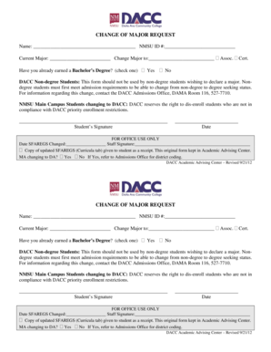 Change of Major Request Form