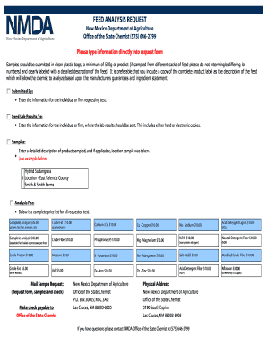 New Mexico Feed Analysis Request Form