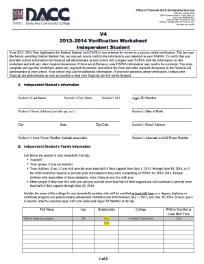 Zillow rental application form pdf - V4 20132014 Verification Worksheet Independent Student