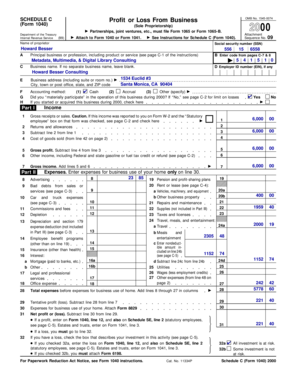 Schedule C Profit or Loss From Business