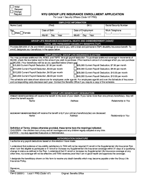 NYU Group Life Insurance Enrollment Application