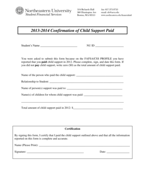 2013-2014 Confirmation of Child Support Paid
