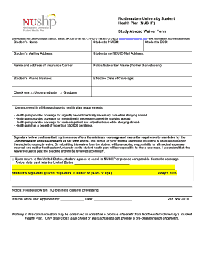 Northeastern University Study Abroad Waiver Form