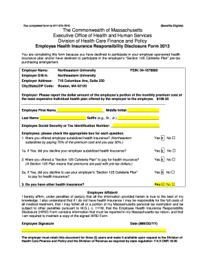 Massachusetts Employee Health Insurance Responsibility Disclosure Form