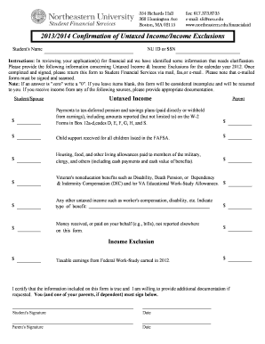 2013/2014 Confirmation of Untaxed Income/Income Exclusions