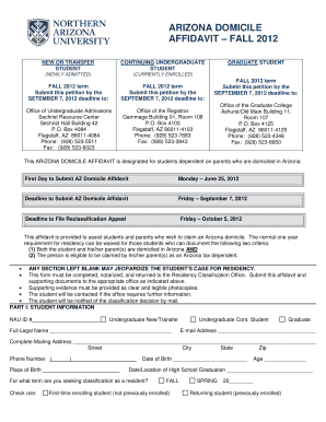 Arizona Domicile Affidavit