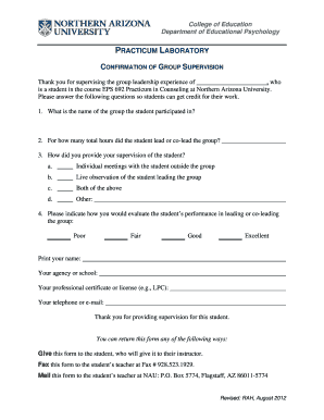 Simple company profile format in word - Confirmation of Group Supervision Form - Northern Arizona University - nau