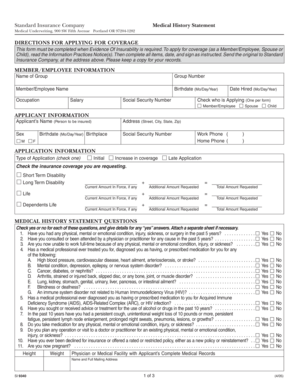 Standard Insurance Medical History Statement