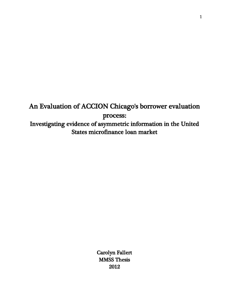 An Evaluation of ACCION Chicago's borrower evaluation Preview on Page 1