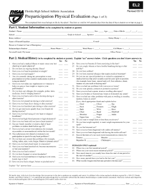 Florida High School Athletic Association Preparticipation Physical Evaluation