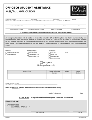 Pass/Fail Application Form
