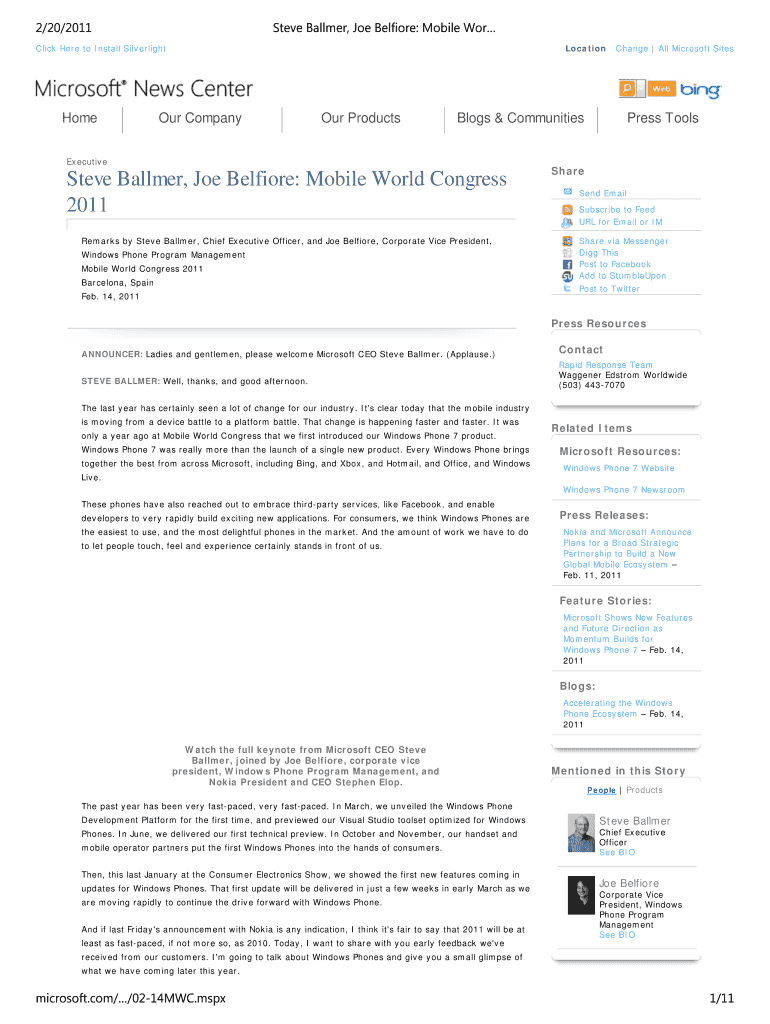 Steve Ballmer, Joe Belfiore: Mobile Wor Preview on Page 1