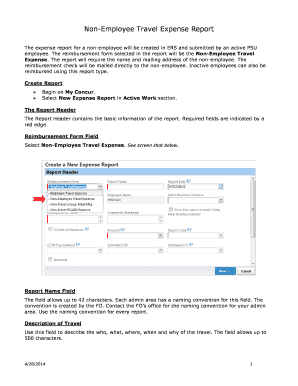 Travel expenses format pdf - psu ers