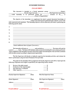 Internship Proposal Agreement