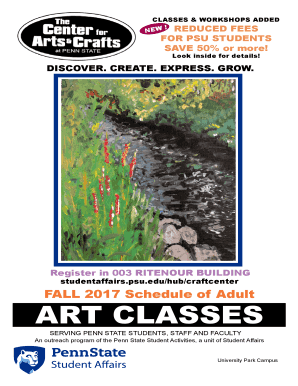 Penn State Art Classes Registration Form