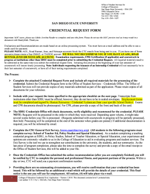 Credential Request Form