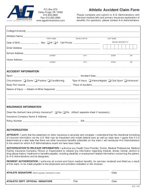 Athletic Accident Claim Form