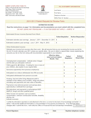 2011-2012 Parent Request for Review Form