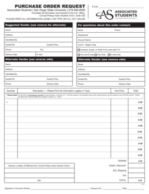 Purchase Order Request Form