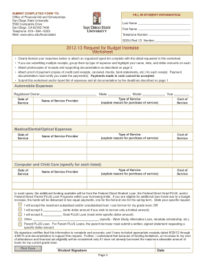 Student's Request for a Budget Increase - SDSU Student Affairs ...