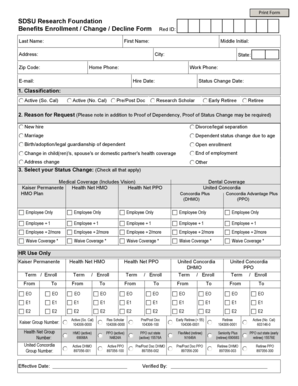 SDSU Research Foundation Benefits Enrollment Form