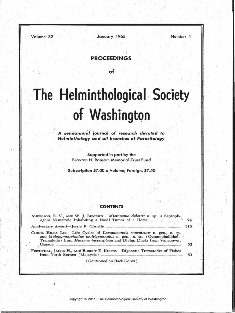 The Helminthological Society of Washington - Peru State College Preview on Page 1